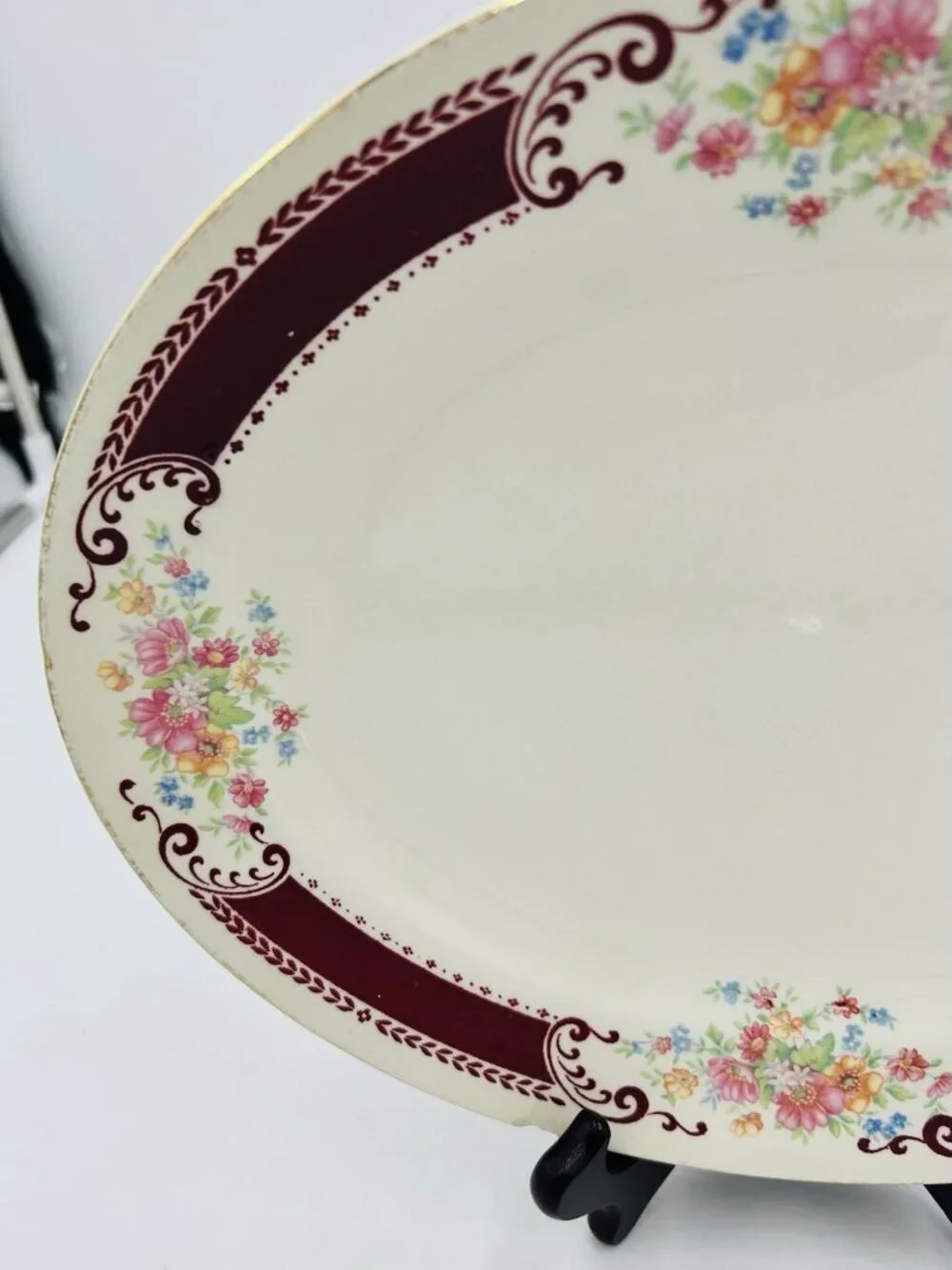 Vintage Homer Laughlin Cranberry Floral Pattern 11.75